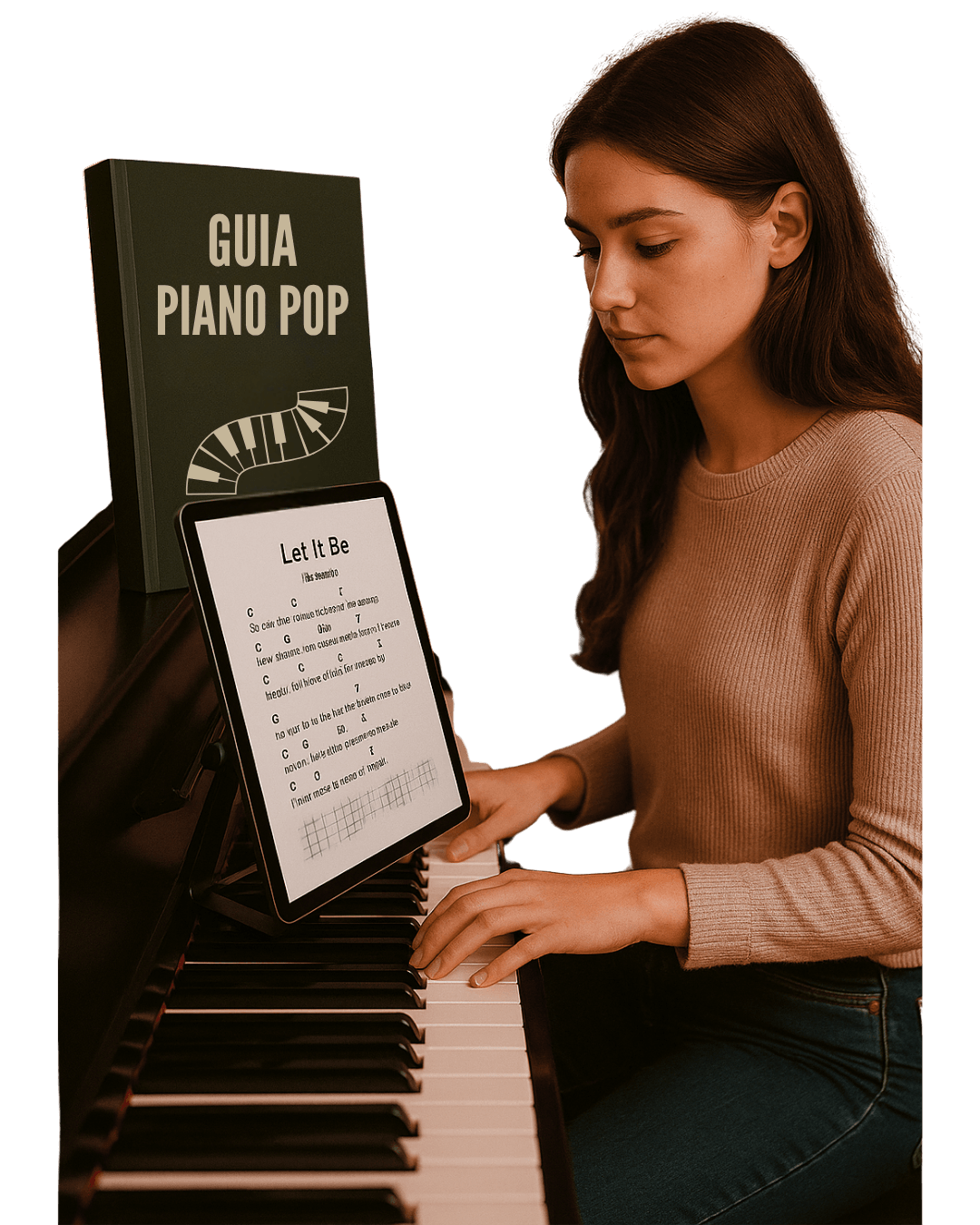Guia Piano Pop — mockup do e-book